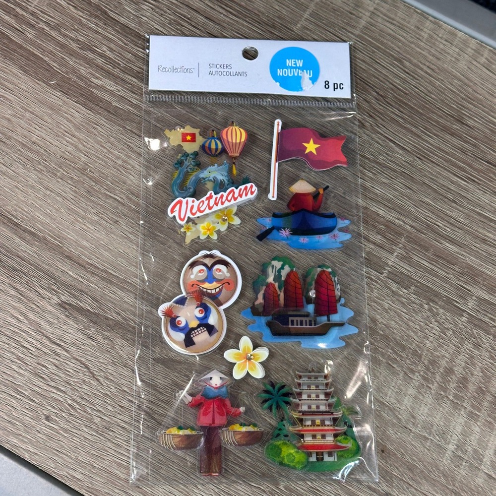 Stickers Recollections Vietnam 3D Dimensional Travel 8pc Scrapbook Journal Craft